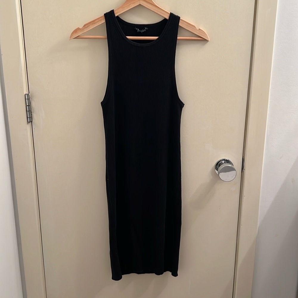 Theory black ribbed dress